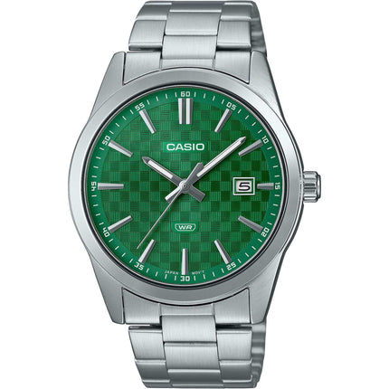 Casio Men's Watch - Green Dial Silver Stainless Steel Bracelet | MTP-VD03D-3A1UDF ,