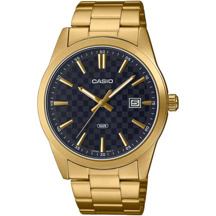 Casio Men's Watch - Black Dial Yellow Gold Stainless Steel Bracelet | MTP-VD03G-1AUDF ,