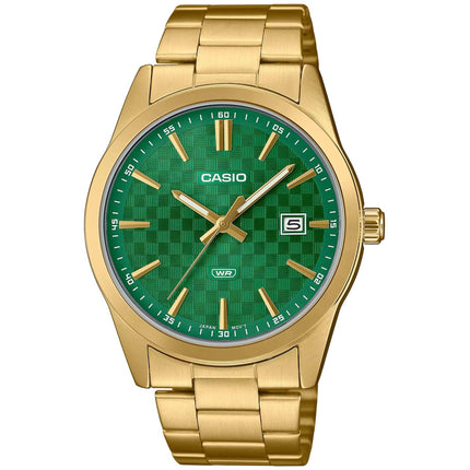 Casio Men's Watch - Green Dial Yellow Gold Stainless Steel Bracelet | MTP-VD03G-3AUDF ,