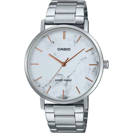 Casio Men's Watch - White Dial Silver Stainless Steel Bracelet | MTP-VT01DM-7AUDF ,
