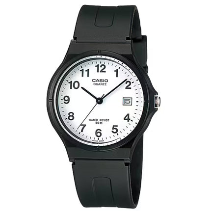 Casio Men's Watch - Quartz White Dial Black Resin Strap Date Display | MW-59-7BVDF ,