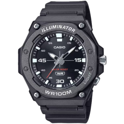 Casio Men's Watch - Quartz Shiny Black Dial Resin Strap Illuminator | MW-620H-1AVCF ,