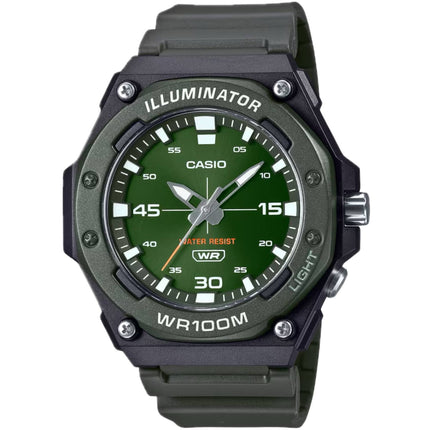 Casio Men's Watch - Quartz Shiny Green Dial Black Resin Strap Analog | MW-620H-3AVCF ,