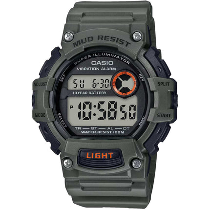 Casio Men's Watch - Dual Time Black and Grey Digital Dial Green Strap | TRT-110H-3AV ,