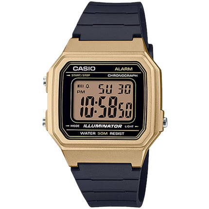 Casio Men's Watch - Chronograph Gold Digital Dial Black Resin Strap | W-217HM-9AV ,