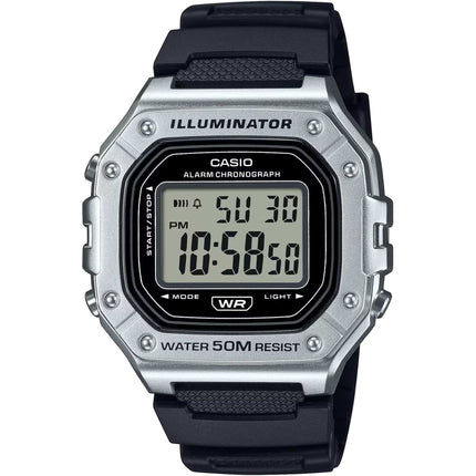 Casio Men's Watch - Chronograph Grey Digital Dial Black Resin Strap | W-218HM-7AVCF ,