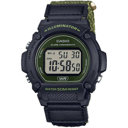 Casio Men's Watch - Chronograph Grey Digital Dial Black Resin Strap | W-219HB-3AVCF ,