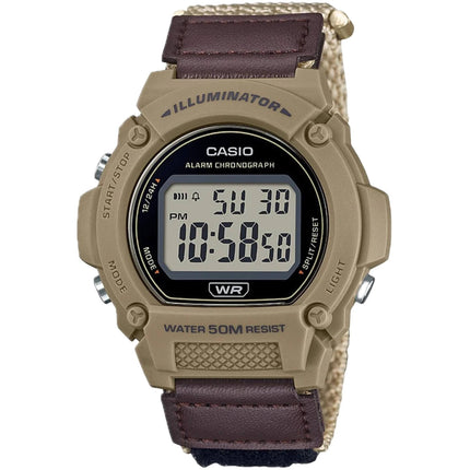Casio Men's Watch - Chronograph Grey Digital Dial Brown Resin Strap | W-219HB-5AVCF ,