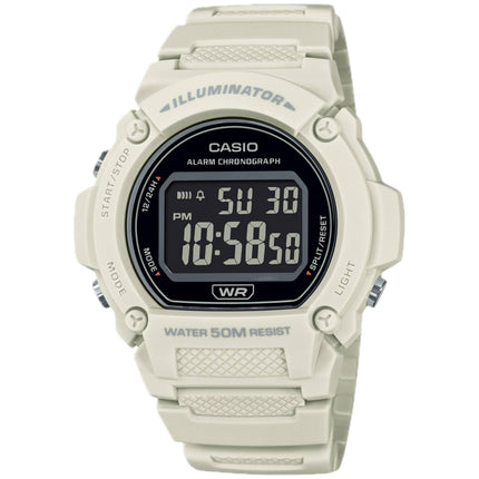 Casio Men's Watch - Chronograph Black Digital Dial White Resin Strap | W-219HC-8BVCF ,