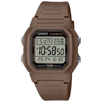 Casio Men's Watch - Dual Time Grey Digital Dial Brown Resin Strap | W-800H-5AVCF ,