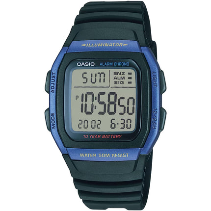 Casio Men's Watch - Dual Time Grey Digital Dial Black Resin Strap Alarm | W-96H-2AV ,