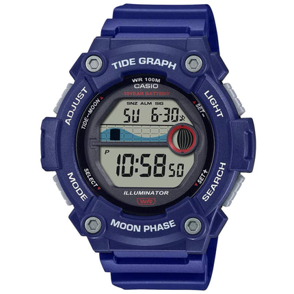 Casio Men's Watch - Dual Time Grey Digital Dial Blue Resin Strap | WS-1300H-2AVCF ,
