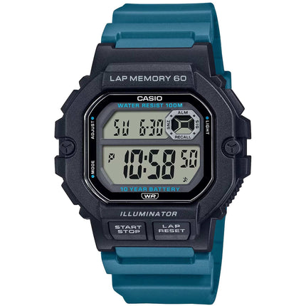 Casio Men's Watch - Dual Time Grey Digital Dial Blue Resin Strap | WS-1400H-3AVCF ,