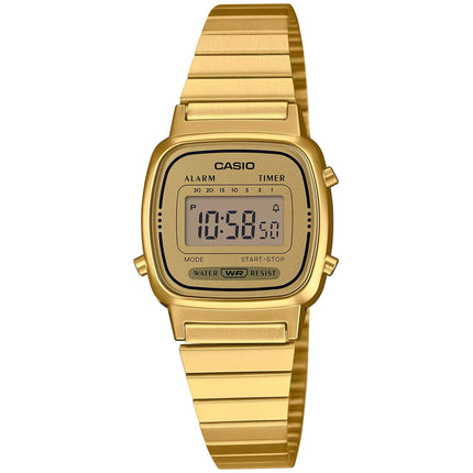 Casio Women’s Watch - Alarm Gold Tone Digital Dial Steel Bracelet | LA-670WGA-9D ,
