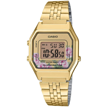 Casio Women’s Watch - Floral Accent Gold Digital Dial Bracelet | LA-680WGA-4CDF ,