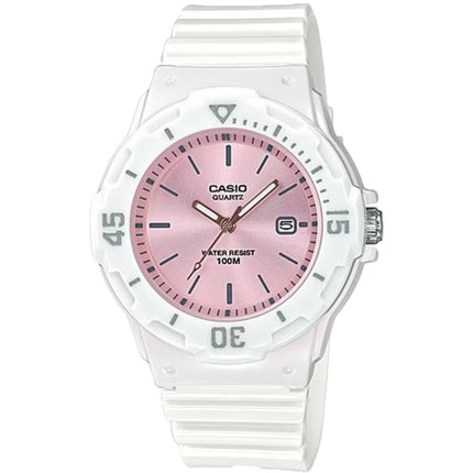 Casio Women's Watch - Rotating Bezel Pink Dial White Resin Strap | LRW-200H-4E3VCF ,