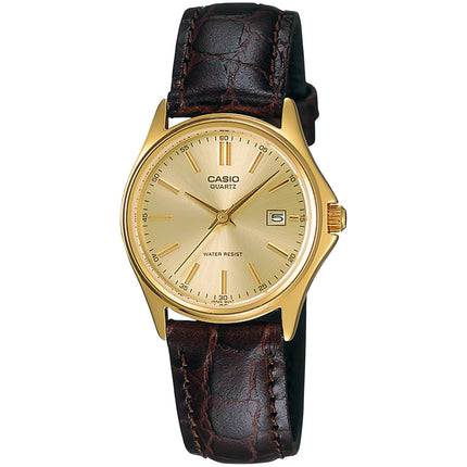 Casio Women’s Watch - Quartz Gold Tone Dial Brown Leather Strap | LTP-1183Q-9A ,