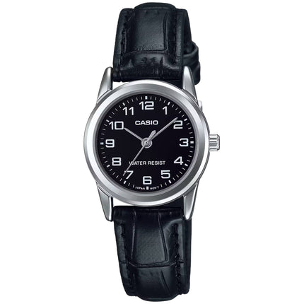 Casio Women’s Watch - Stainless Steel Case Black Dial Leather Strap | LTP-V001L-1B ,
