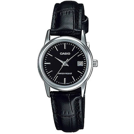 Casio Women’s Watch - Stainless Steel Case Black Leather Strap | LTP-V002L-1AUDF ,