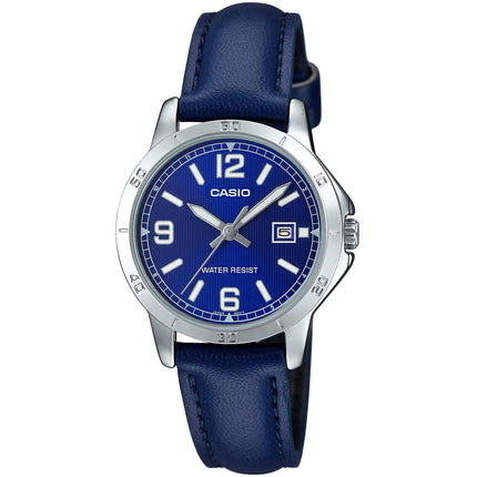 Casio Women’s Watch - Quartz Blue Dial Steel Case Leather Strap | LTP-V004L-2B ,