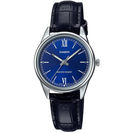 Casio Women’s Watch - Steel Case Blue Dial Black Leather Strap | LTP-V005L-2BUDF ,