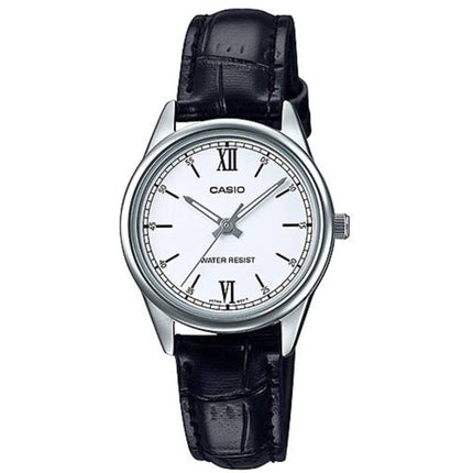 Casio Women’s Watch - Quartz White Dial Black Leather Strap | LTP-V005L-7B2UDF ,