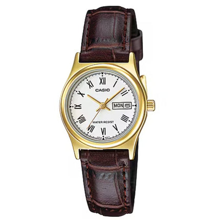 Casio Women’s Watch - Quartz Yellow Gold Case Brown Leather Strap | LTP-V006GL-7B ,
