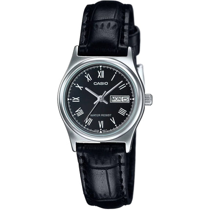 Casio Women’s Watch - Day/Date Silver Tone Steel Case Black Dial | LTP-V006L-1BUDF ,