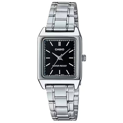 Casio Women’s Watch - Black Dial Rectangular Stainless Steel Case | LTP-V007D-1EUDF ,