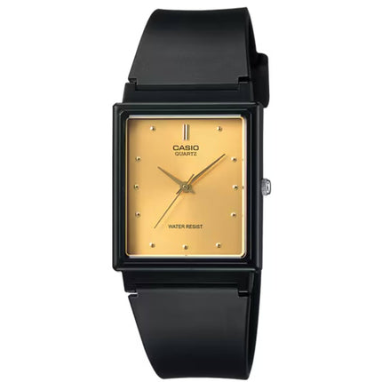 Casio Women’s Watch - Resin Glass Quartz Gold Tone Dial Black Strap | MQ-38-9A ,