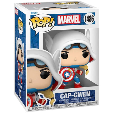 Funko Vinyl Figure - Pop! Spider-Gwen: Gwenverse Cap-Gwen Bobblehead | FU83724-EE ,