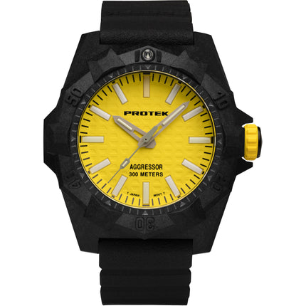 Protek Men's Watch - Aggressor Rotating Bezel Yellow Dial Black Rubber Strap | 4007 ,