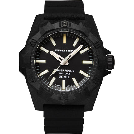 Protek Men's Watch - Aggressor USMC Quartz Black Dial Rubber Strap | 4101SF ,