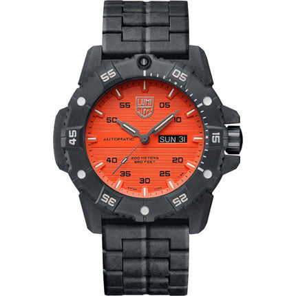 Luminox Men's Watch - Master Carbon Seal Automatic Orange Dial Black Bracelet | 3869 ,