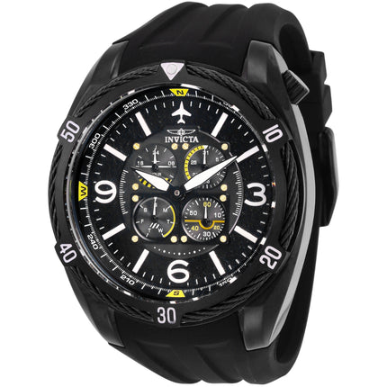 Invicta Men's Watch - Aviator Chronograph Gunmetal Case Black Dial Strap | 28078 ,