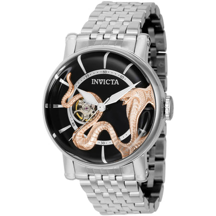 Invicta Men's Watch - Vintage Black Open Heart Dial Stainless Steel Bracelet | 43334 ,