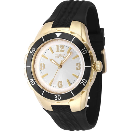 Invicta Women's Watch - Angel Quartz Silver Tone Dial Black Silicone Strap | 48852 ,