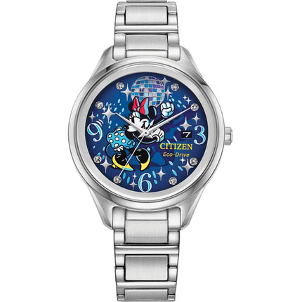 Citizen Women's Watch - Disney Disco Minnie Eco-Drive Silver Bracelet | FE6106-52W ,
