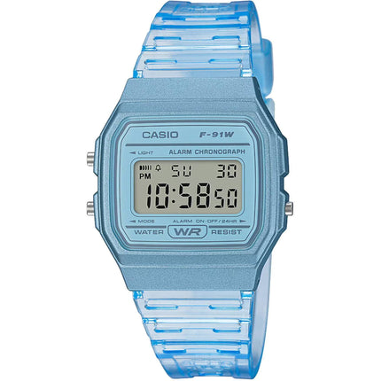 Casio Unisex Watch - Chronograph Digital Dial Blue Resin Strap Watch Alarm | F91WS-2 ,