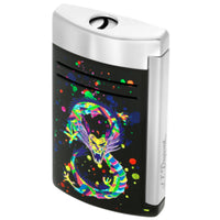 S.T. Dupont Lighter - Maxijet Black Glossy Lacquer Finish with Dragon Motif | 20177 ,