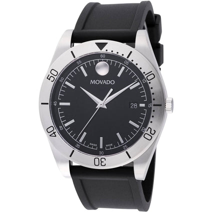 Movado Men's Watch - Sport Quartz Steel Case Black Dial Rubber Strap | 0607989 ,