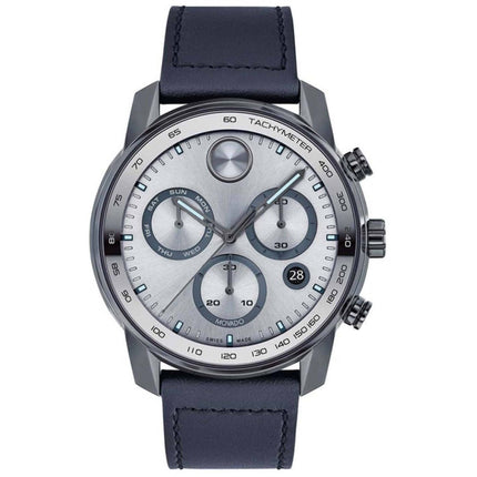 Movado Men's Watch - Bold Chronograph Grey Dial Blue Leather Strap | 3600909 ,