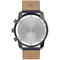 Movado Men's Watch - Bold Chronograph Grey Dial Blue Leather Strap | 3600909 ,