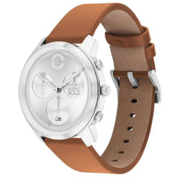 Movado Men's Watch - Trend Element Silver Tone Dial Brown Leather Strap | 3601028 ,