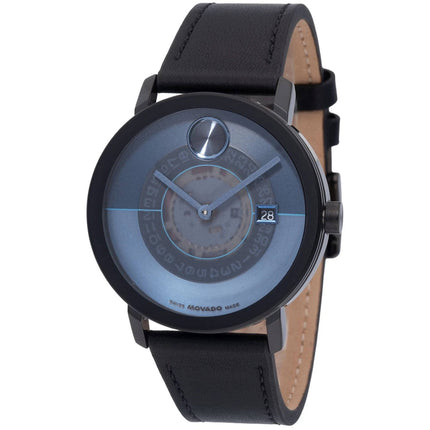 Movado Men's Watch - Bold Evolution 2.0 Blue Dial Black Leather Strap | 3601227 ,