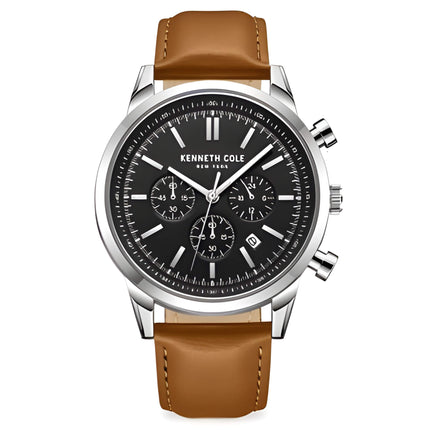 Kenneth Cole Men's Watch - Dress Sport Chrono Black Dial Brown Strap | KCWGF2271101 ,