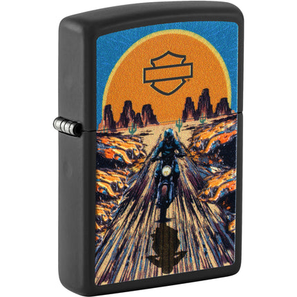 Zippo Windproof Lighter - Texture Printed Harley-Davidson Design Black Matte | 46861 ,