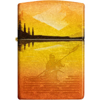Zippo Windproof Lighter - Lake Fishing Design 540 Tumbled Brass Finish Metal | 46927 ,
