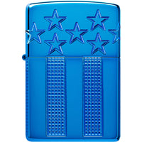 Zippo Windproof Lighter - American Flag Design High Polish Blue Finish Metal | 46929 ,