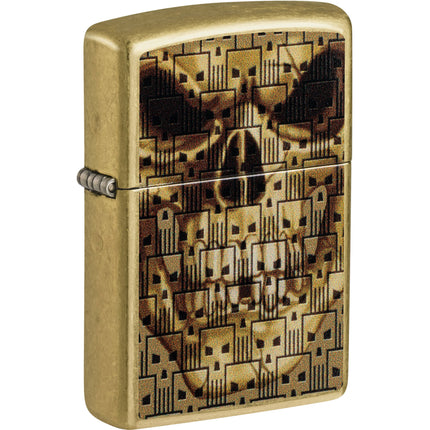 Zippo Windproof Lighter - Skull Design High Polish Brass Metal Construction | 46937 ,